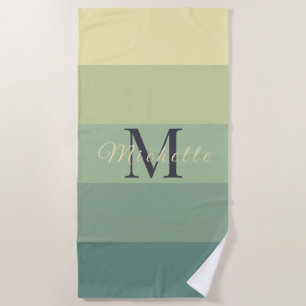 Customised Initials Monogram Green Colour Block Fo Beach Towel