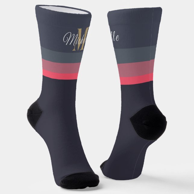 Customised Initials & Monogram Pastel Colour Block Socks (Angled)