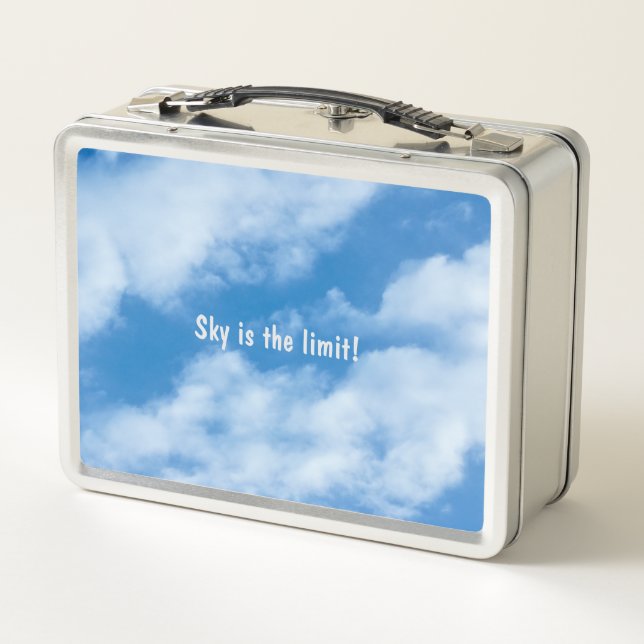 Customised Inspirational White Clouds on Blue Sky Metal Lunch Box (Back)