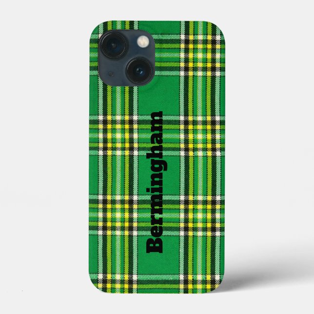 Customised iPhone Case Green Plaid Design (Back)