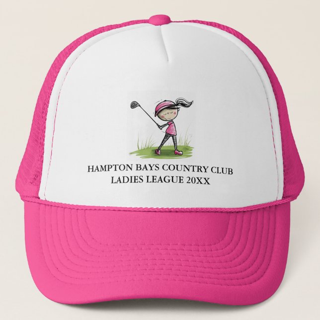 Customised Ladies Golf League Hat - Cartoon (Front)