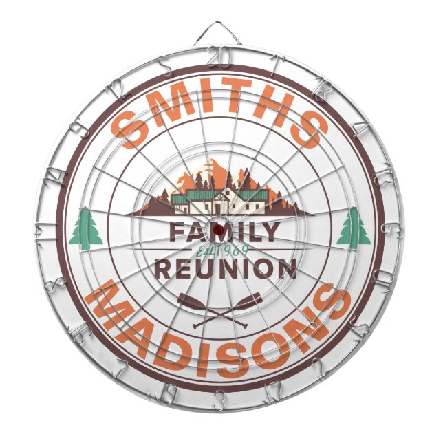 Customised Lake House Family Reunion Logo Dartboard (Front)