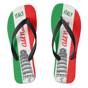 Customised Leaning Tower of Pisa and Italian Flag Thongs