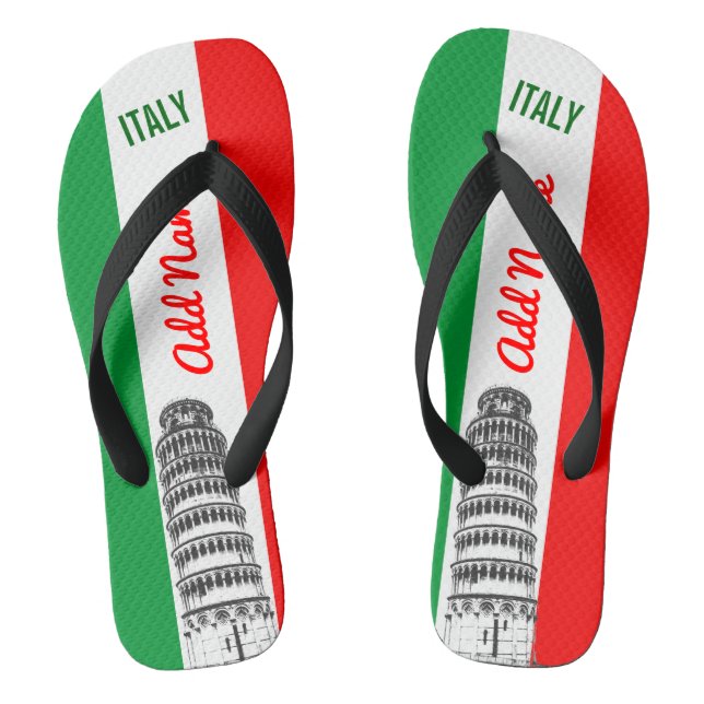 Customised Leaning Tower of Pisa and Italian Flag Thongs (Footbed)