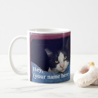 Customised left handed screaming cat coffee mug