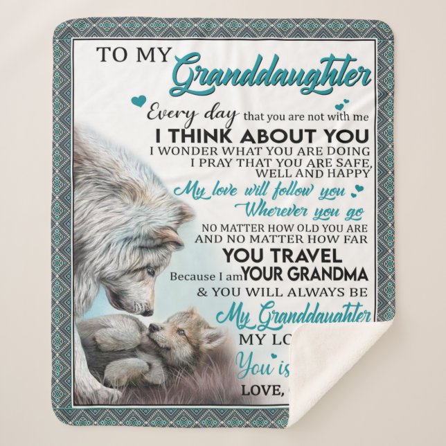 Customised Letter To My Granddaughter From Grandma Sherpa Blanket (Front)