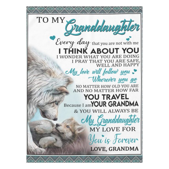 Customised Letter To My Granddaughter From Grandma Tablecloth (Front)