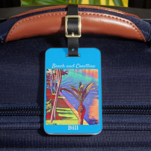 Customised Little Palm Coastal Beach Luggage Tag