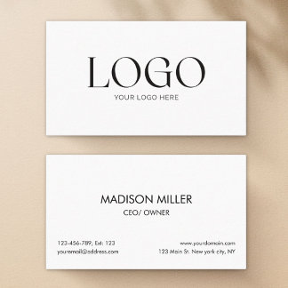 Customised Logo Modern Minimalist White Business Card