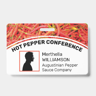 Customised Logo Photo ID Delegate CHILLI PEPPERS Badge