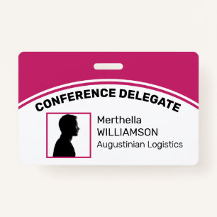 Customised Logo Photo ID Delegate DEEP PINK ID Badge