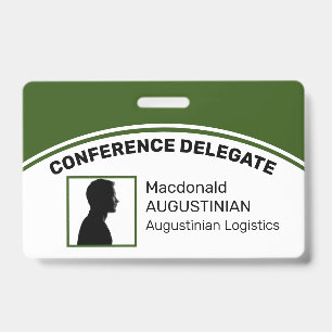 Customised Logo Photo ID Delegate GREEN Badge