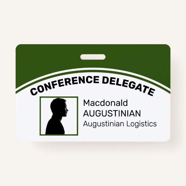 Customised Logo Photo ID Delegate GREEN ID Badge (Front)