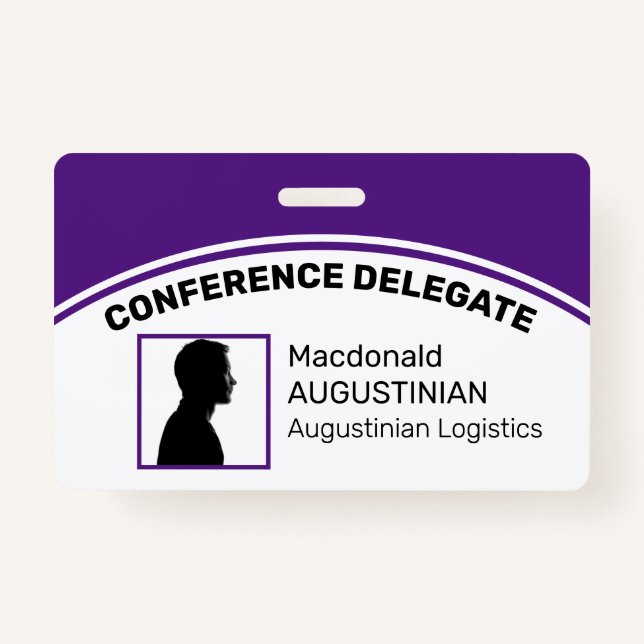Customised Logo Photo ID Delegate PURPLE ID Badge (Front)