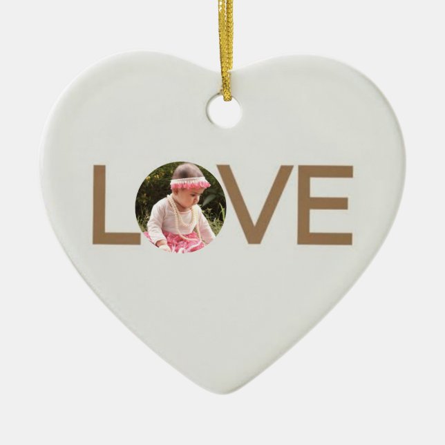 Customised Love Baby Photo Heart Shaped Ornament (Front)