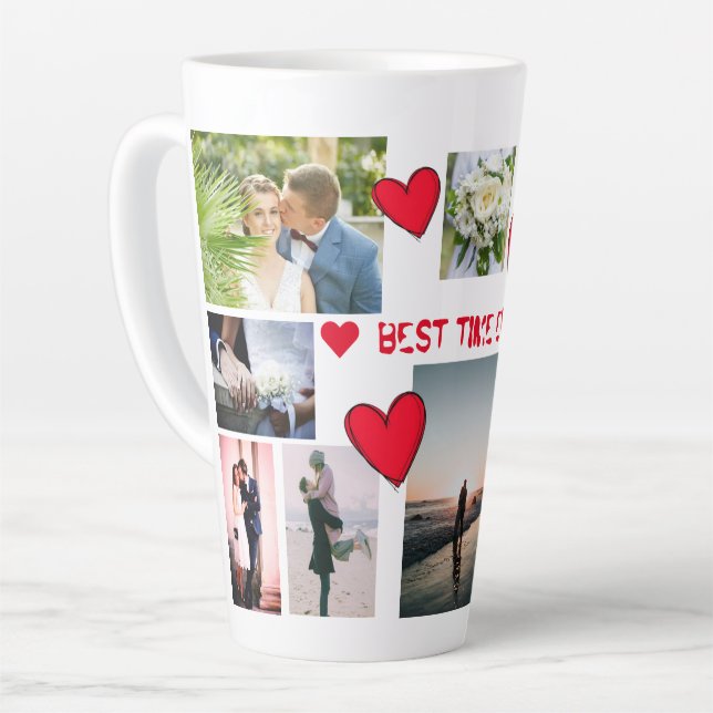 Customised Love BEST TIME EVER Collage 12 Photos Latte Mug (Left Angle)
