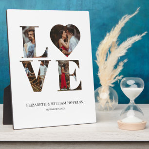 Customised Love Heart 4 Photo Vertical Plaque