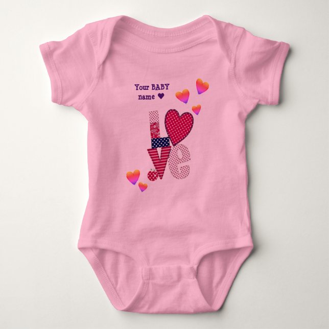 Customised LOVE - LITTLE BABY VALENTINE Baby Bodysuit (Front)