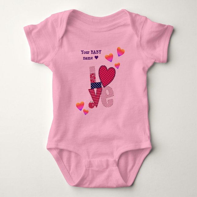 Customised LOVE - LITTLE BABY VALENTINE Bodysuit (Front)