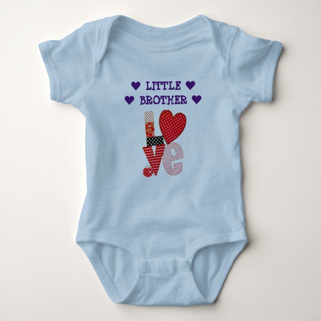Customised LOVE LITTLE BROTHER Valentine Baby Bodysuit (Front)