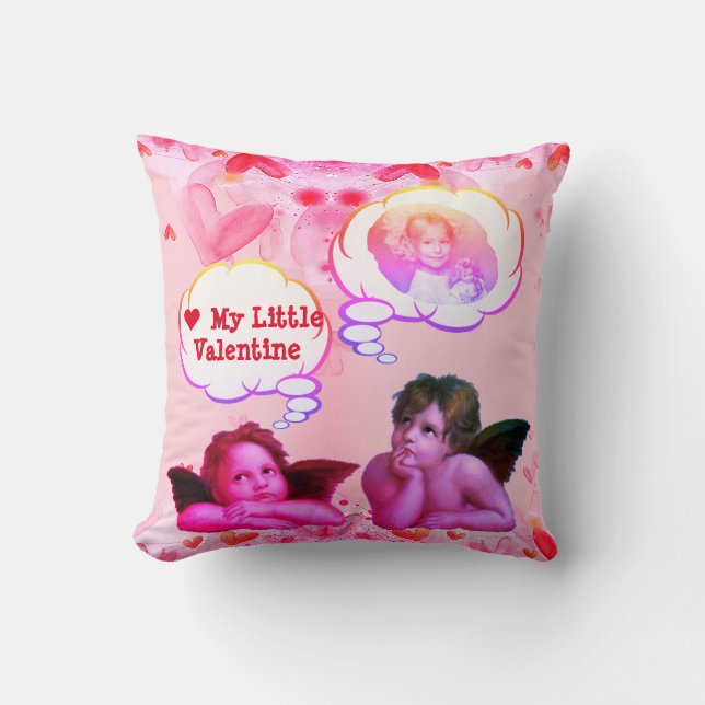 Customised LOVE MY LITTLE VALENTINE Cherub Angels Cushion (Front)