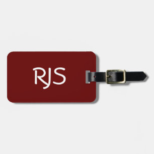 Customised Luggage Tag, Monogram, Maroon & White Tag