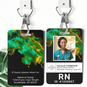 Customised Medical Employee Green Lanyard Photo ID ID Badge