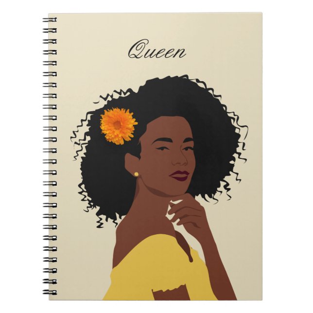Customised Melanin African American Queen Notebook (Front)