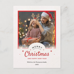 Customised Merry Christmas & Happy New Year Photo Holiday Postcard