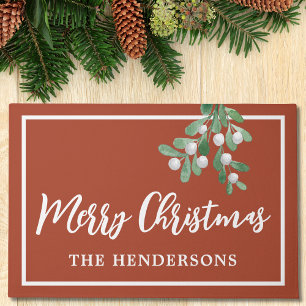 Customised Merry Christmas Rust Holiday Doormat