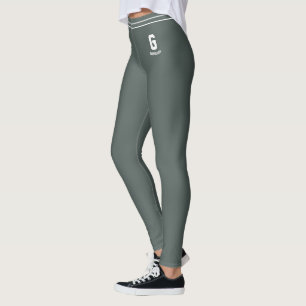 Customised Metallic Shimmer White Striped Monogram Leggings