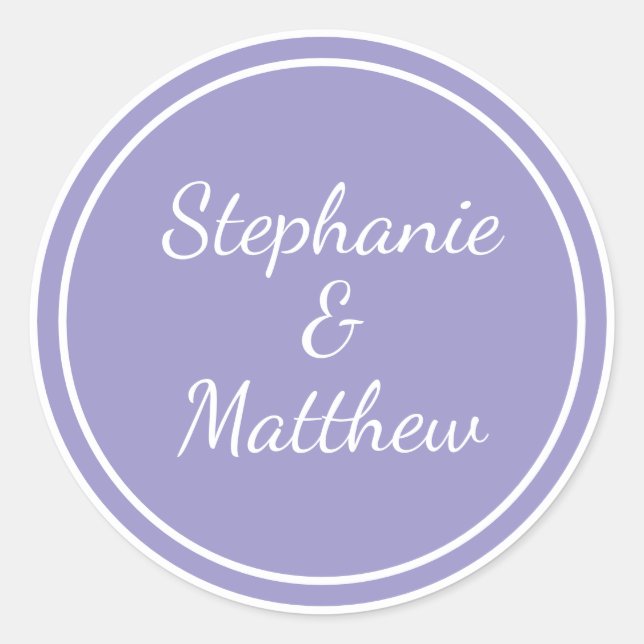 Customised Minimalist Modern Wedding Bride Groom  Classic Round Sticker (Front)