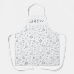 Customised Minimalist Sparkly Silver Snowflakes Apron
