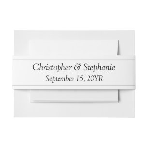 Customised Minimalist Unique Black Script Wedding Invitation Belly Band