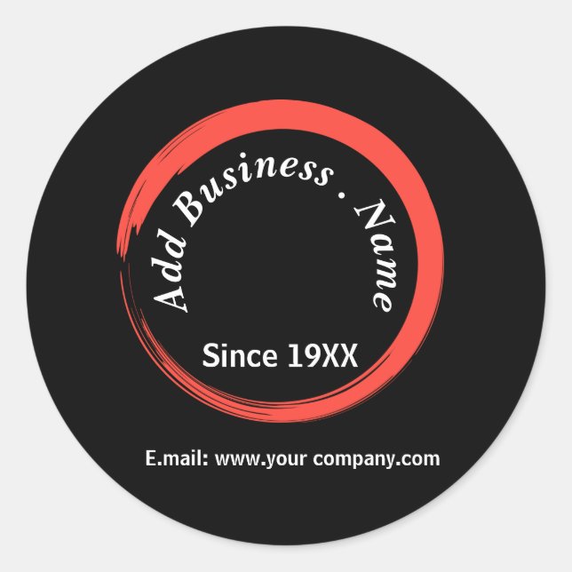  Customised Modern Black Professional   Classic Round Sticker (Front)