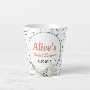 Customised Modern Floral Frame Bridal Shower Latte Mug