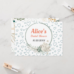 Customised Modern Floral Frame Bridal Shower Pape Invitation