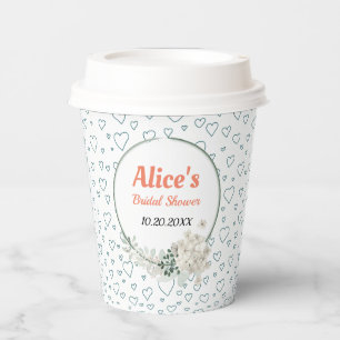 Customised Modern Floral Frame Bridal Shower  Paper Cups