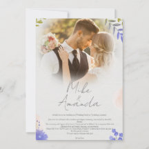 Customised Modern Floral Lace Wedding Invitation