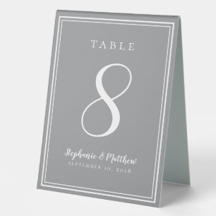Customised Modern Grey Wedding Table Number Simple