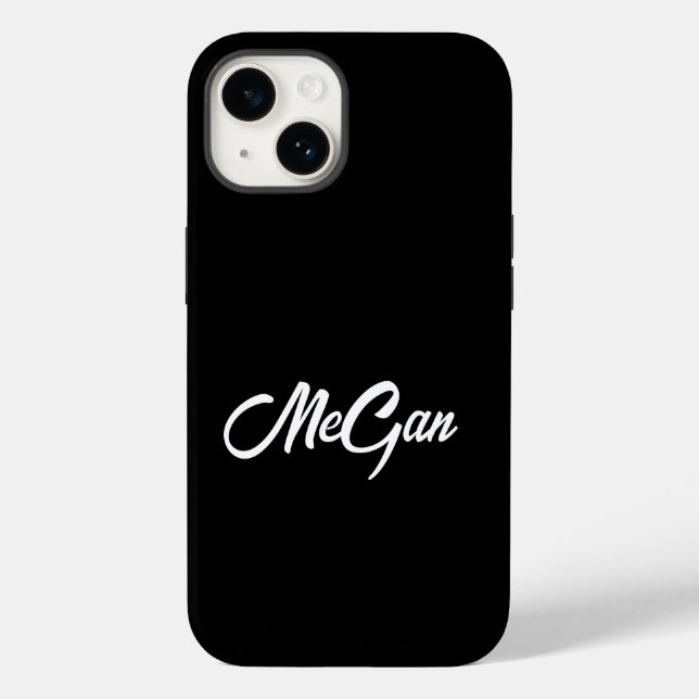 Customised Modern Name Minimal Monogram Black. Case-Mate iPhone Case (Back)