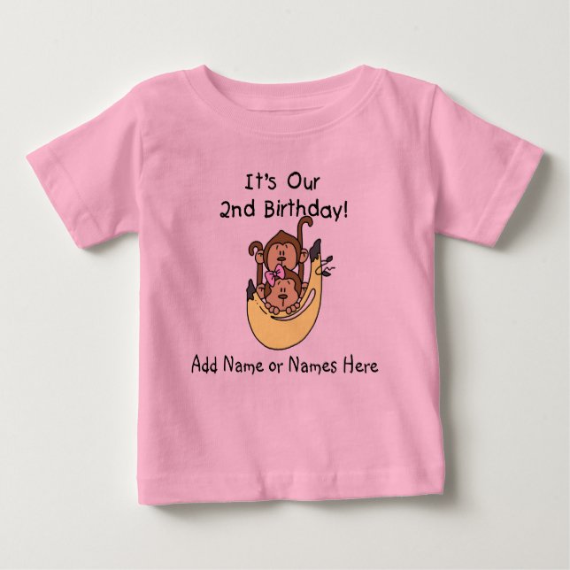Customised Monkey Twin Boy and Girl Tshirt (Front)