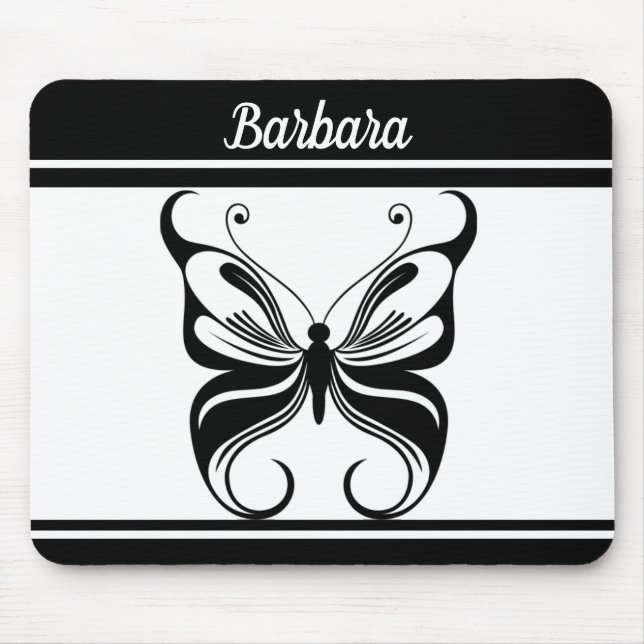 Customised Monochrome Butterfly Mousepad (Front)