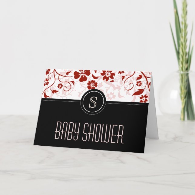 Customised Monogram Baby Shower Invitation Black (Front)
