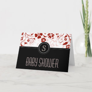 Customised Monogram Baby Shower Invitation Black
