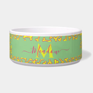 Customised Monogram Dog Bone Cartoon Large Green