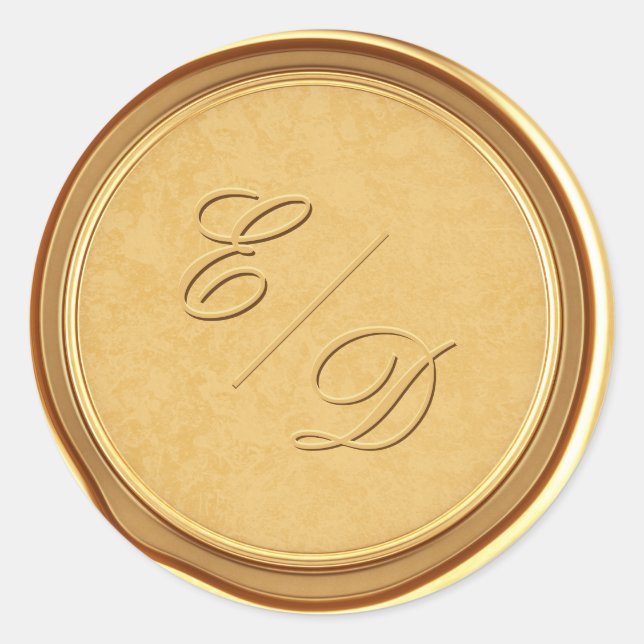Customised Monogram Faux Gold Wax Envelope Seal (Front)