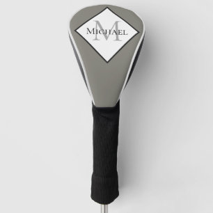 Customised Monogram Grey White Golf Head Cover