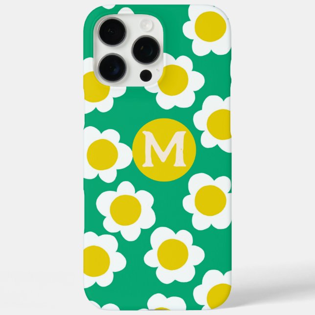 Customised Monogram Hand-drawn Daisy flowers Case-Mate iPhone Case (Back)