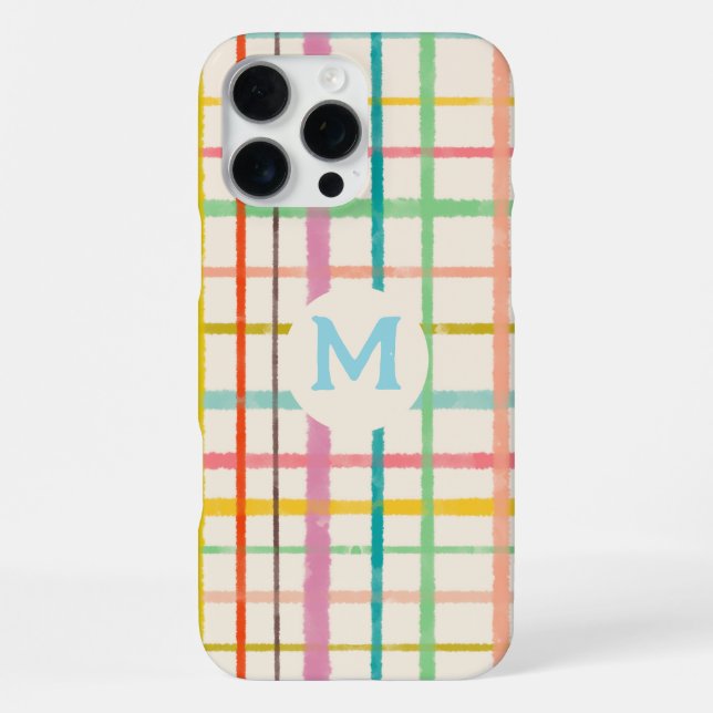 Customised Monogram Watercolor Grid iPhone Case (Back)